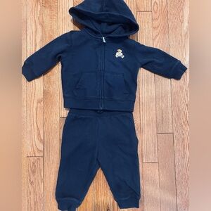 Ralph Lauren Baby Boys 9 Months Polo Bear Terry Hoodie & Pant Set in Navy Blue